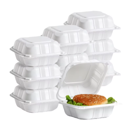 Eco Friendly Mfpp Plastic Hamburger Box With Lid Microwave Safe Reusable Food Storage Clamshell Take Out to Go Containers