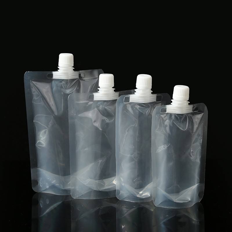 Transparent Clear PE Stand-Up Liquid Juice Pack Biodegradable Nozzle Spout Pouch for Beverages Mineral Water Beer Ready Ship