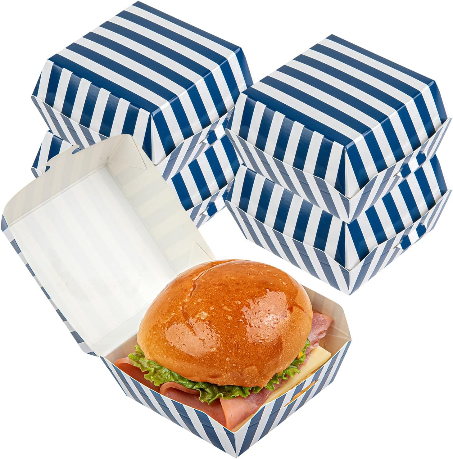 Custom Printed Kraft Burger Box with Food Grade Grease Resistant Coating for Takeaway Packaging