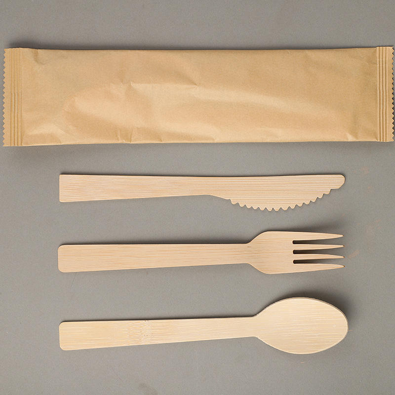 Disposable Bamboo Western Tableware Cutlery Forks Spoons Knifes Customizable Specifications