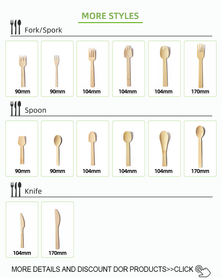 Eco-Friendly Compostable Bamboo Disposable Cutlery Set Korean Style Food Tableware Bamboo Forks for Travel Weddings Restaurants