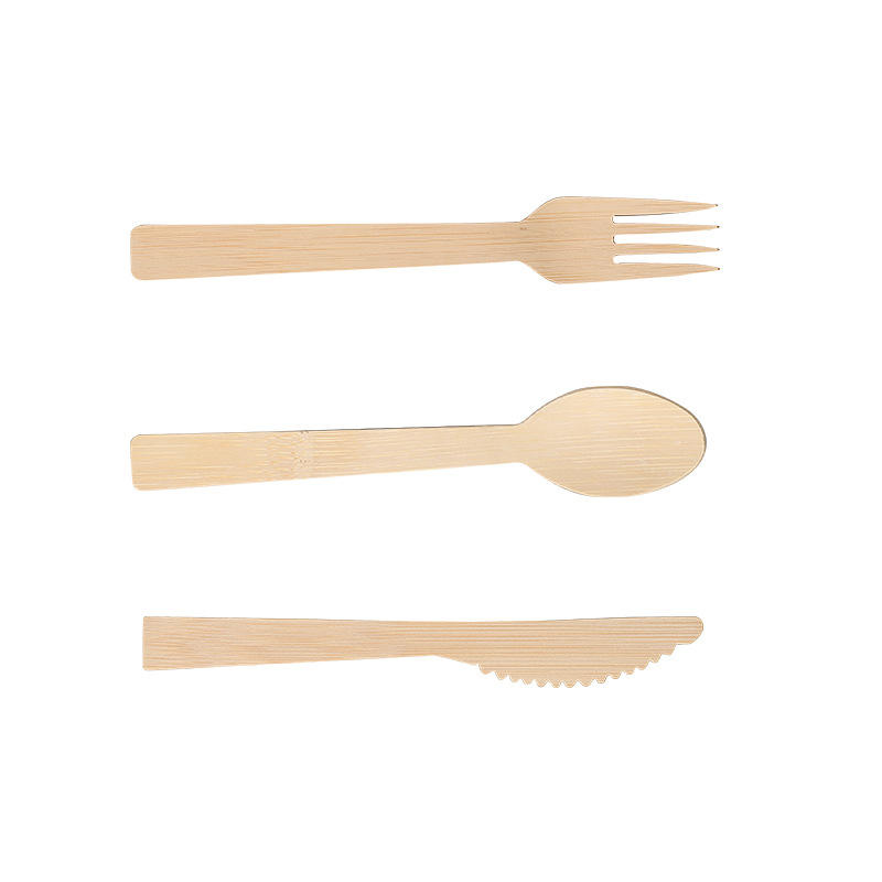 Disposable Bamboo Western Tableware Cutlery Forks Spoons Knifes Customizable Specifications