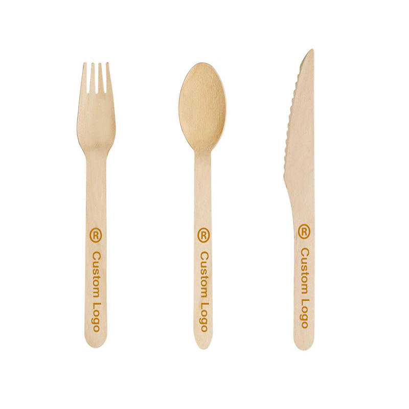 Biodegradable Disposable Wooden Cutlery Wooden Spoon Fork Knife Cutlery Set