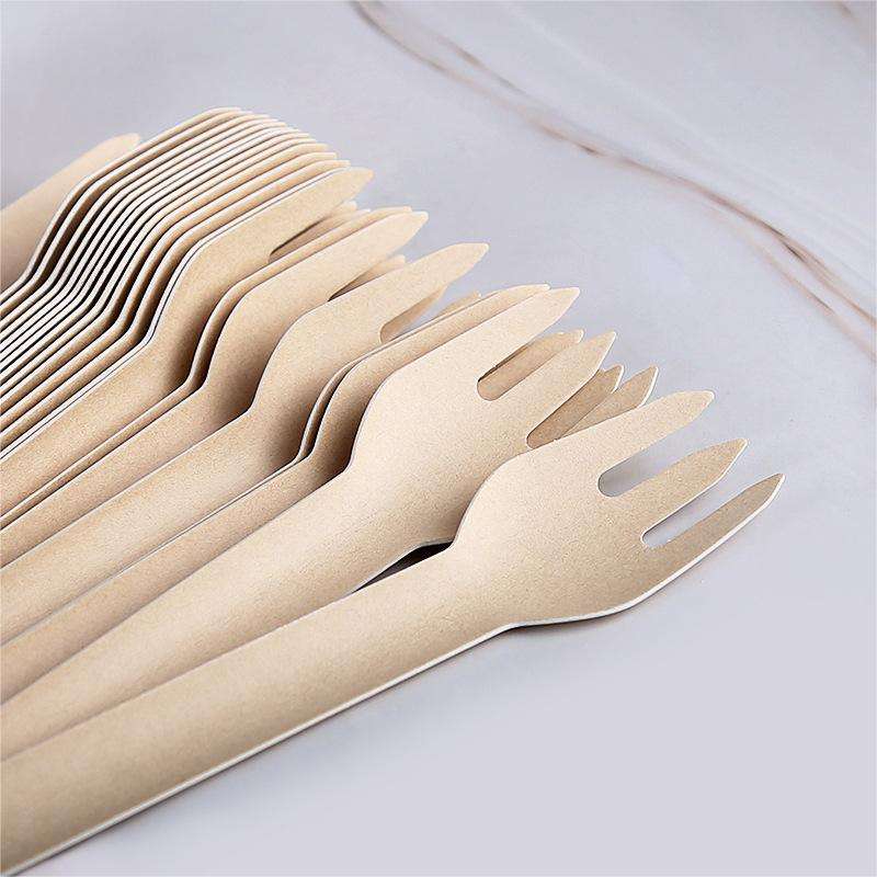 Biodegradable Compostable Sugarcane Bagasse Paper Cutlery Fiber Pulp Fork Knife Spoon Cutlery