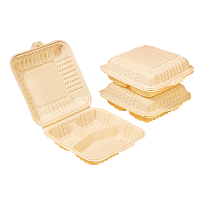 Biodegradable Corn Starch Disposable Lunch Box MFPP Clamshell Compostable Takeout Food Container With Lid