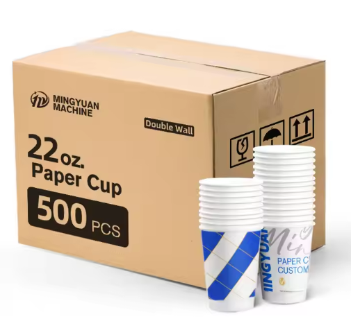 22oz Double Wall Paper Cup Hot and Cold Drink Custom Coffee Cups Logo Printed Coffee Cups with Lids