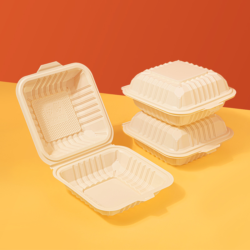 Biodegradable Corn Starch Disposable Lunch Box MFPP Clamshell Compostable Takeout Food Container With Lid