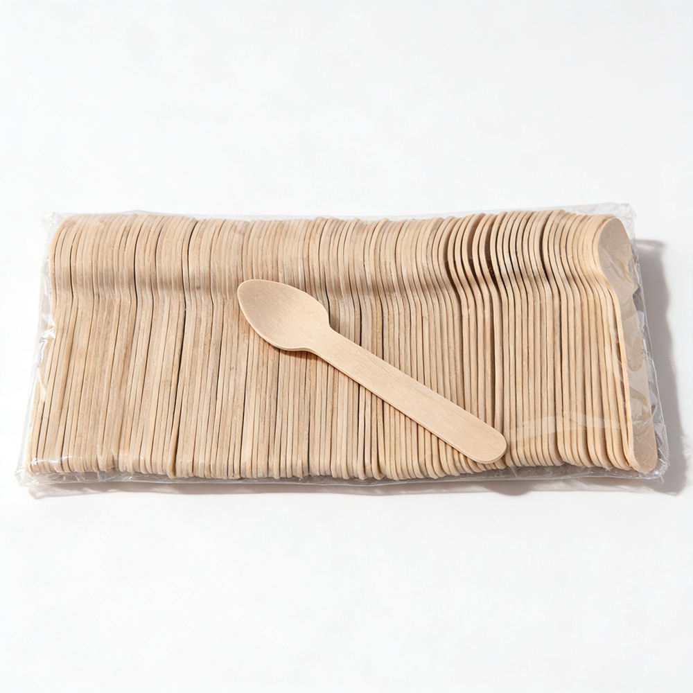 Wholesale Eco-Friendly Smooth Finish Disposable Ice Cream Desserts Wooden Spoons Food Safe Cutlery for Catering Parties