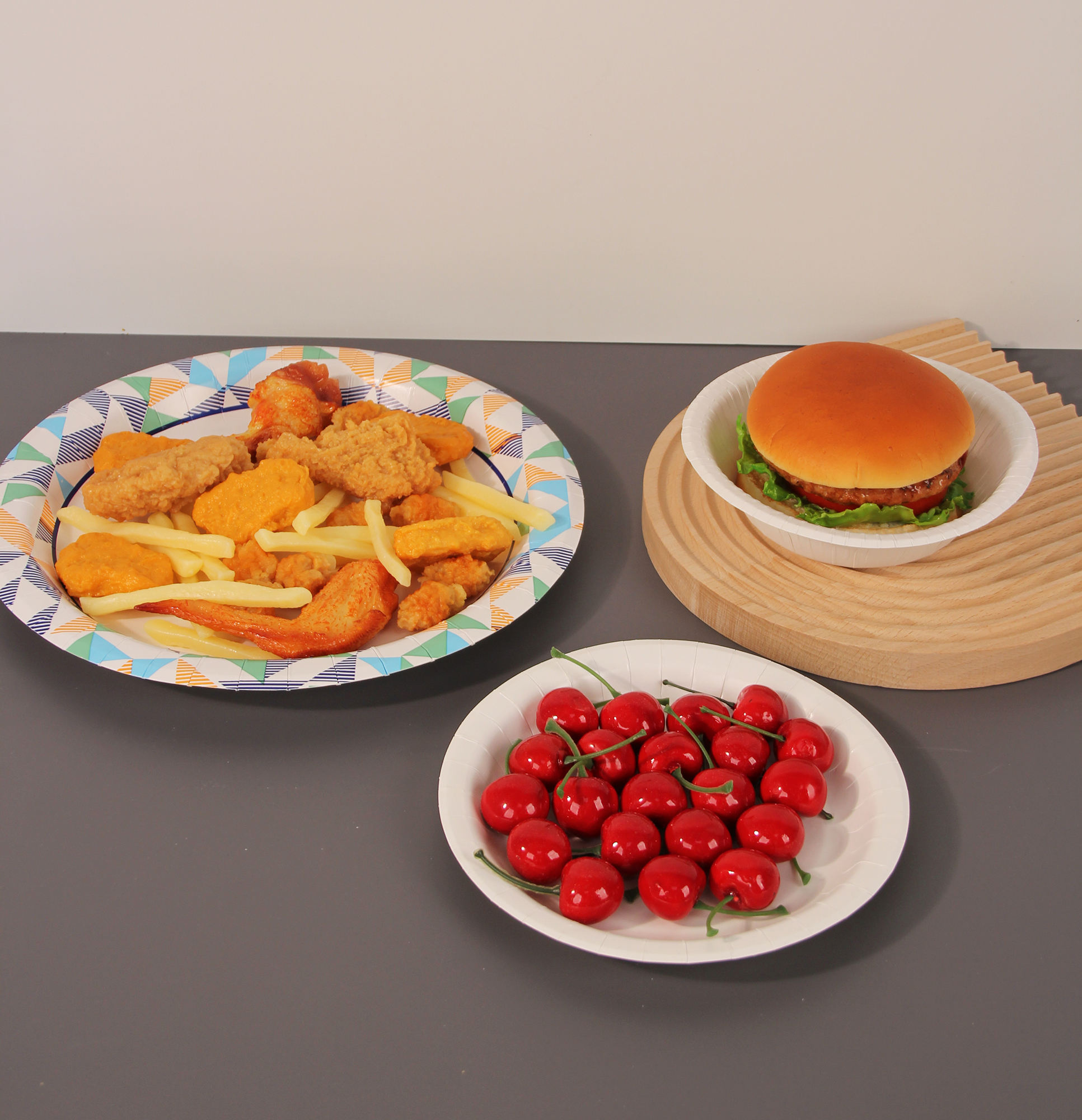 Round 7inch 9inch 10inch Disposable White Paper Plate for Fruit Bread Fried Food