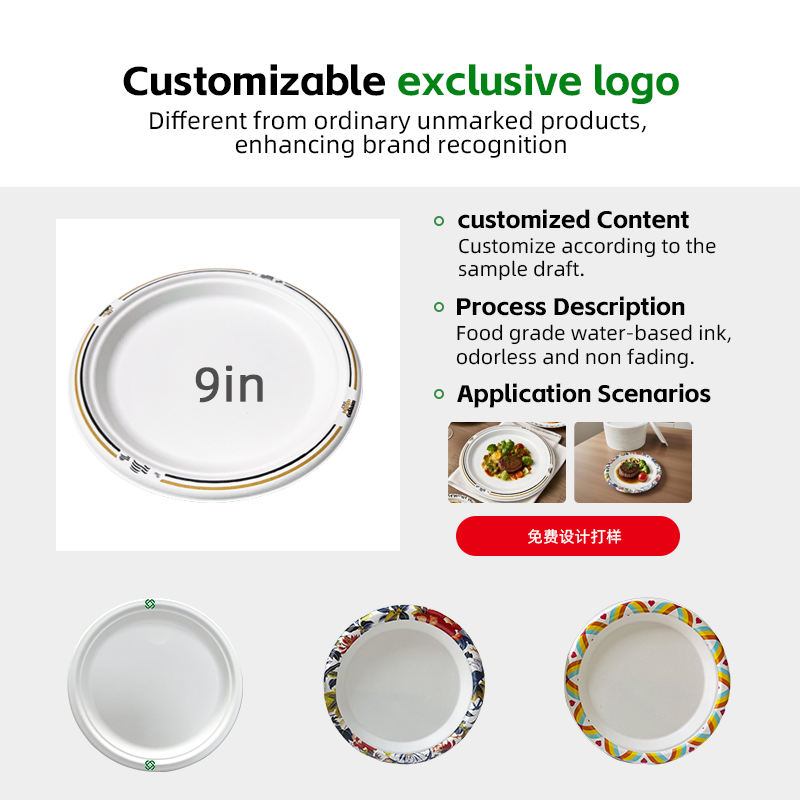 9 Inch Heavy Duty Biodegradable Sugarcane Plates Compostable Oval Paper Plates Bagasse Disposable Party BBQ Plate
