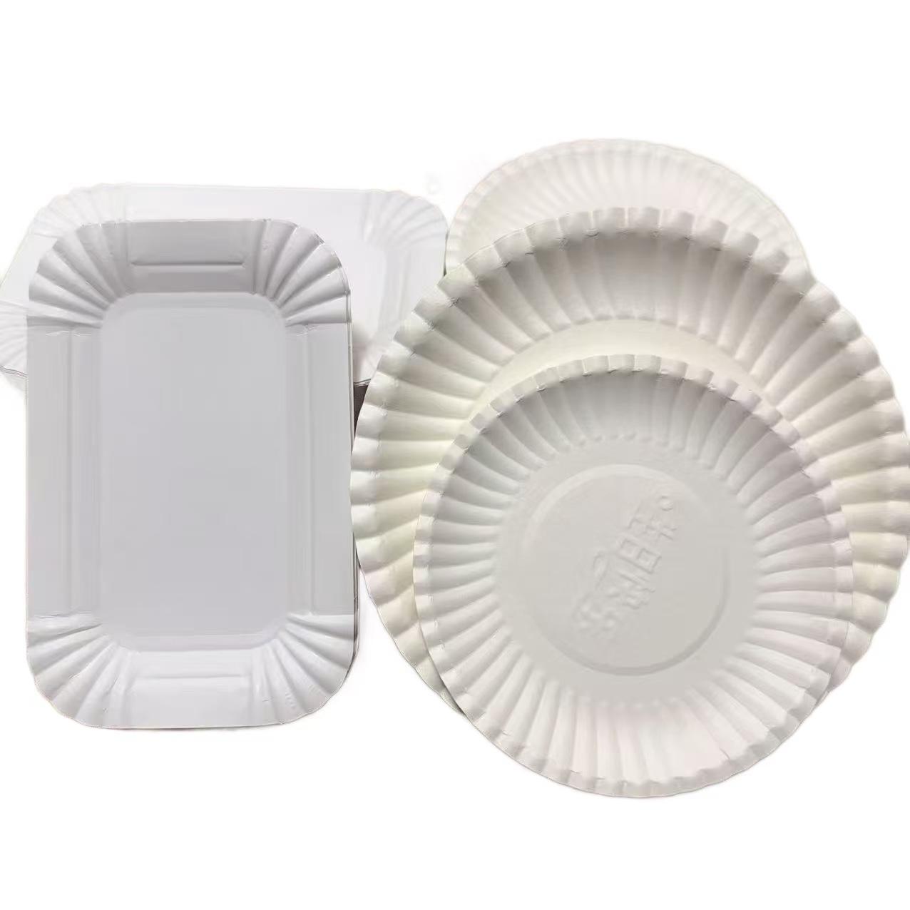 100% Compostable Heavy Duty Biodegradable Paper Plates 4,5,6,7,9,10,11 Inched for Salad Sushi Bread Milk Hamburger Packaging