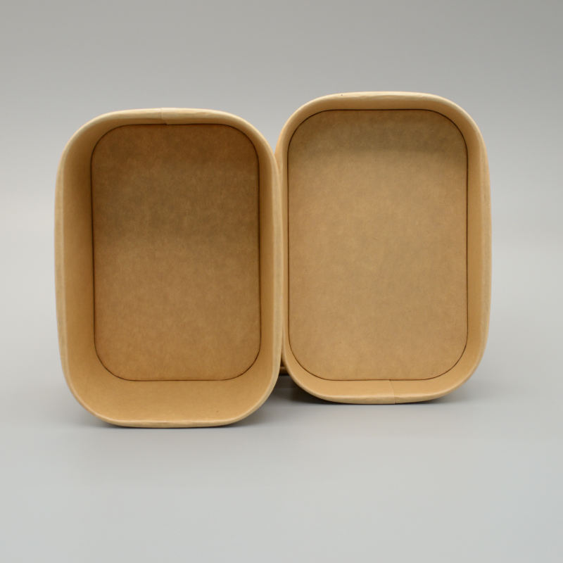 Sustainable Takeaway Square Kraft Paper Bowl with Optional Transparent Lid Kraft Paper Box for Lunch