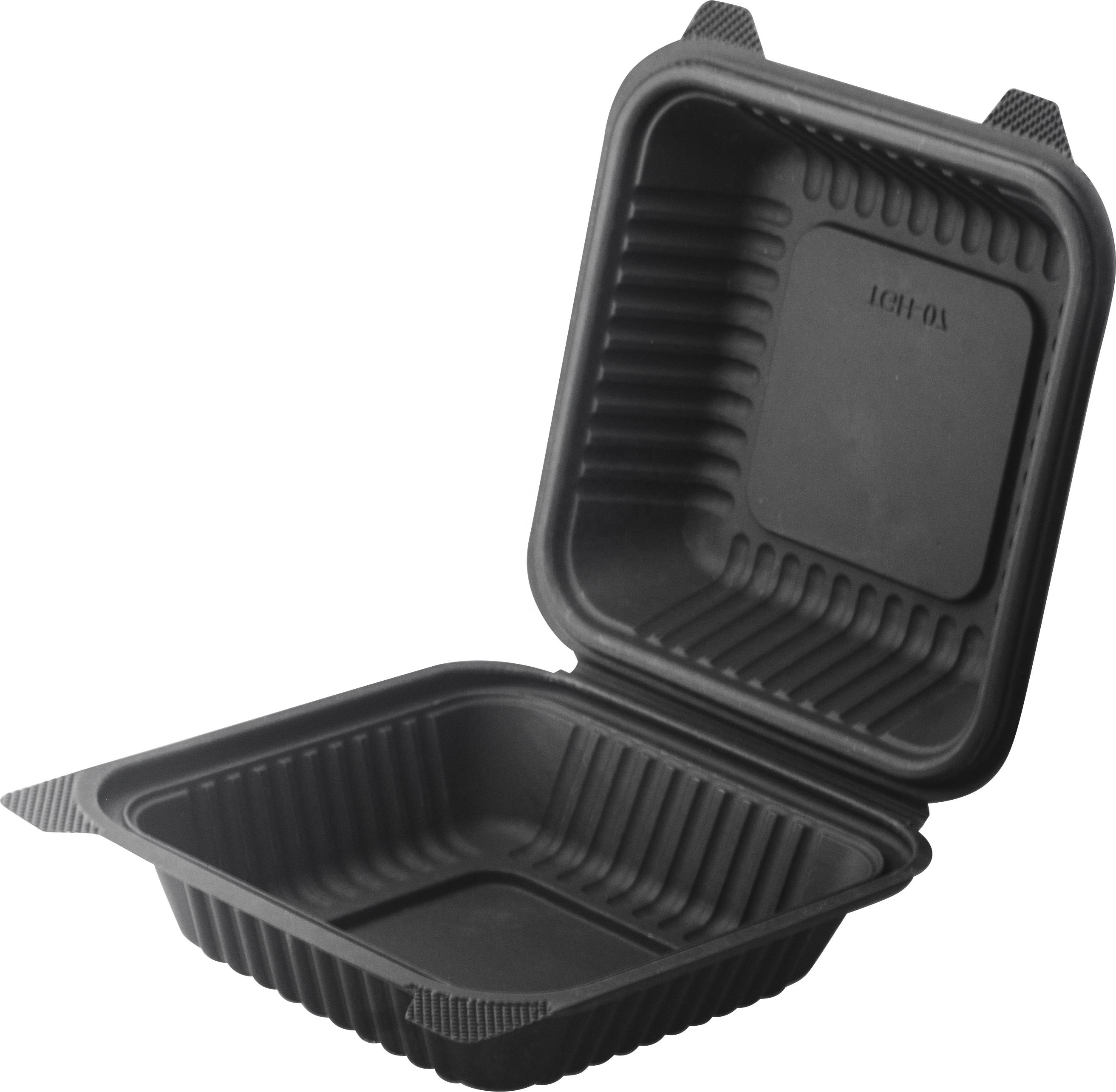 Biodegradable Black PLA Compostable Meal Prep Clamshell Container