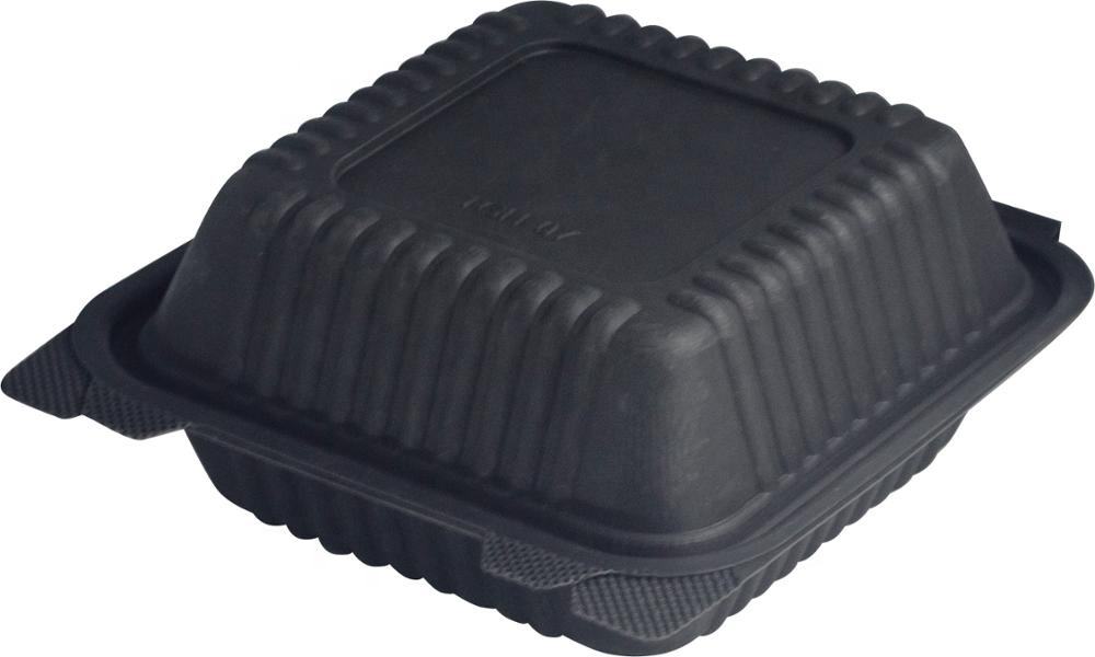 Biodegradable Black PLA Compostable Meal Prep Clamshell Container