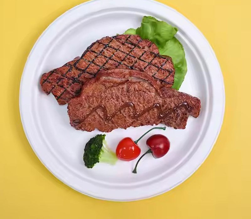 10 Inch Biodegradable Recyclable Dinner Paper Plates Disposable Square Wood Round Cake Plate