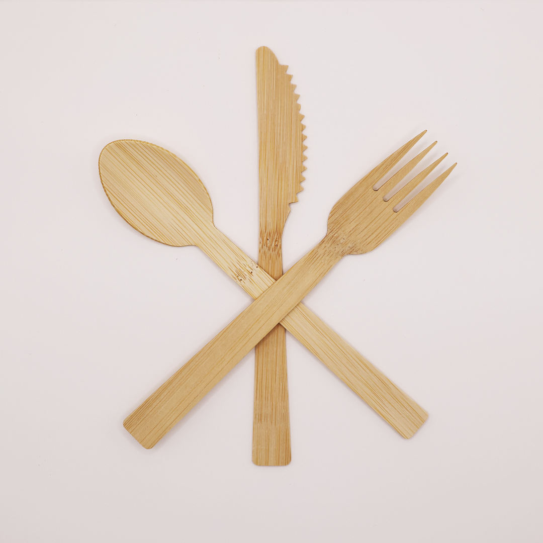 Customized Logo Disposable Bamboo Cutlery Individually Kraft Paper Wrapped Bamboo Cutlery Set Events for Hotel Resort Operations