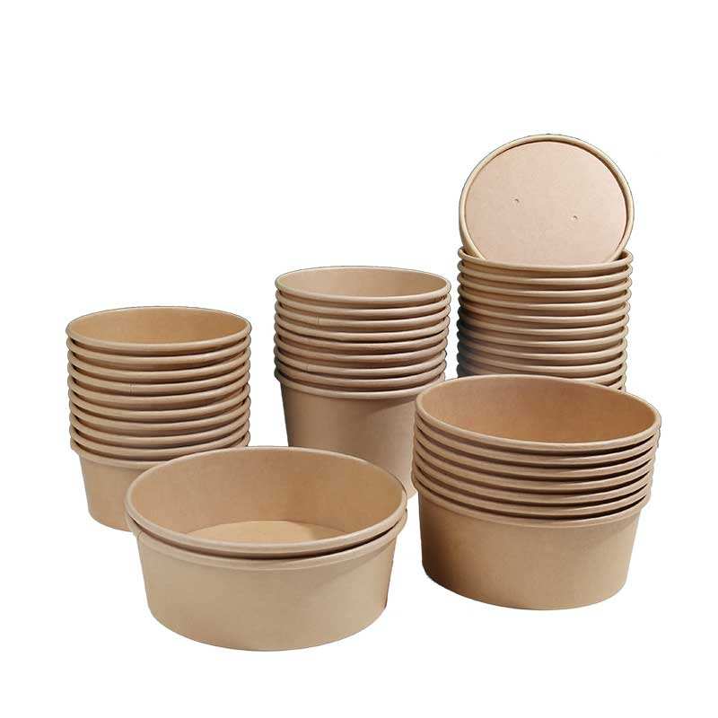 Custom Eco-friendly Disposable Paper Bowls with Lid for Noodles Salad or Other Hot Food