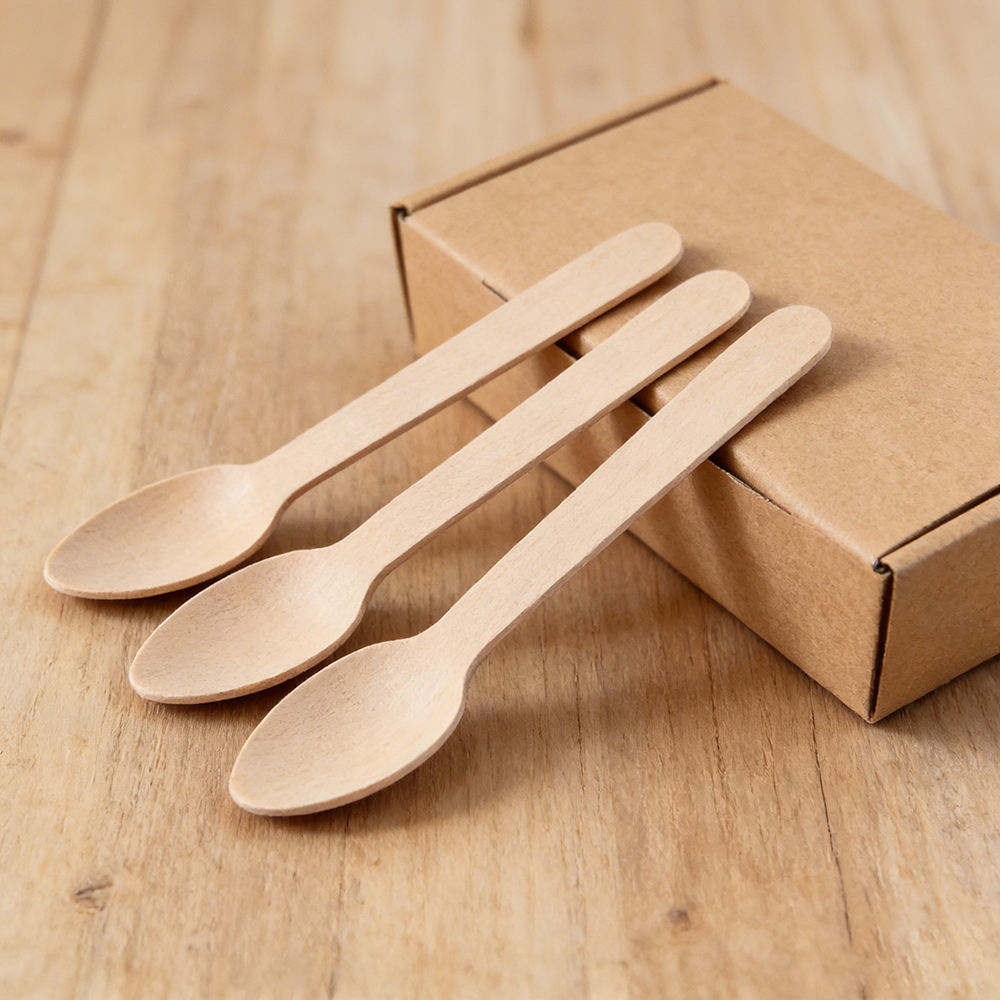 Wholesale Eco-Friendly Smooth Finish Disposable Ice Cream Desserts Wooden Spoons Food Safe Cutlery for Catering Parties
