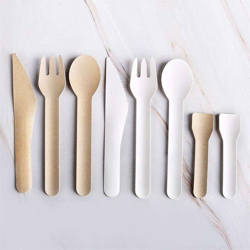 Biodegradable Compostable Sugarcane Bagasse Paper Cutlery Fiber Pulp Fork Knife Spoon Cutlery