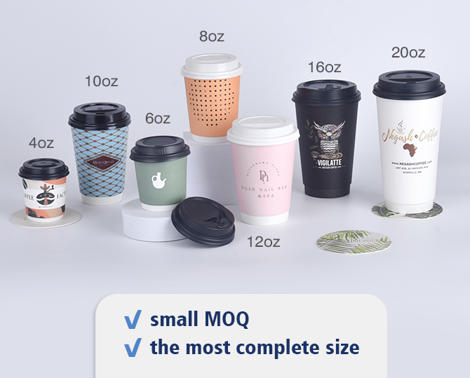 Custom 8oz 12oz 16oz Double-Wall Paper Cups with Logo