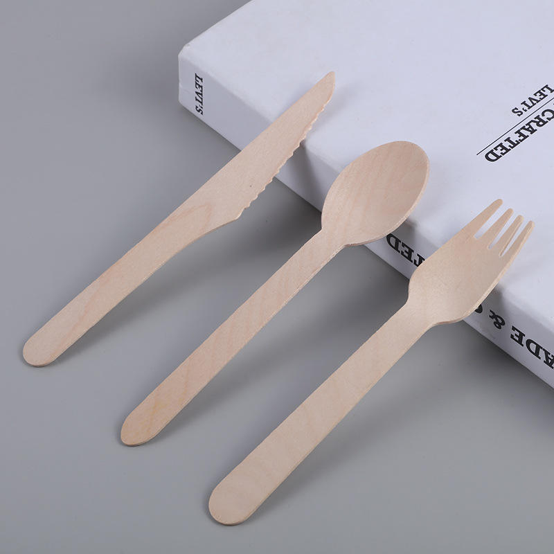 Minimalist 16cm Wooden Cutler Set for Parties Eco-Friendly Disposable Biodegradable Kraft Paper Tableware Flatware Spoon
