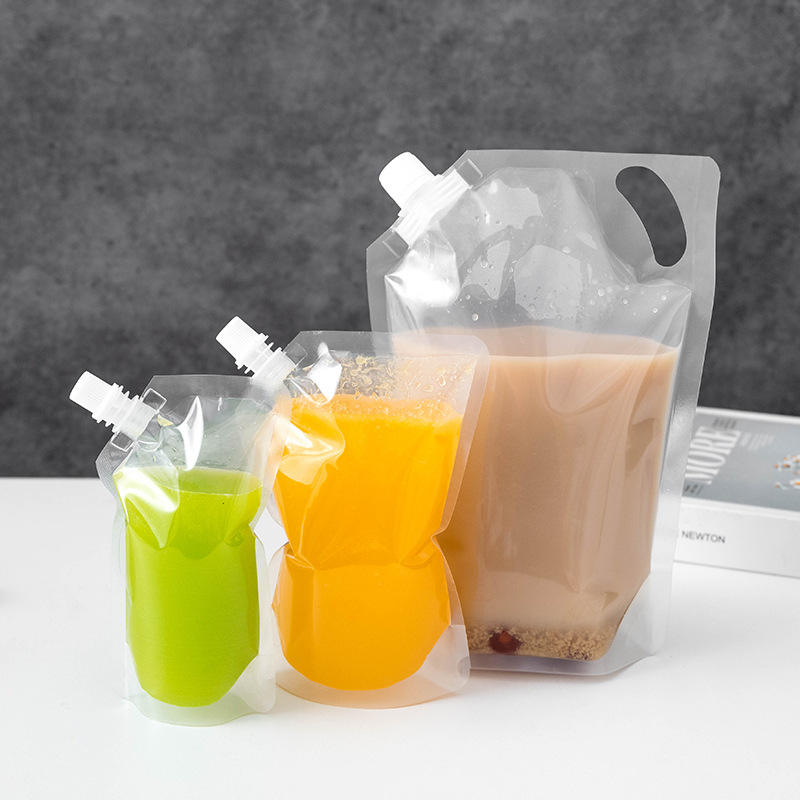 Customized Services Food Grade Fruit Liquid Juice Plastic Stand Spouted Packet Milk Tea Beverage Packaging Bag with Spout