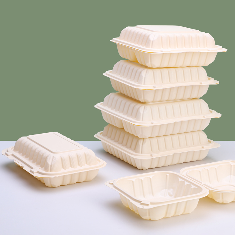 Biodegradable Corn Starch Disposable Lunch Box MFPP Clamshell Compostable Takeout Food Container With Lid