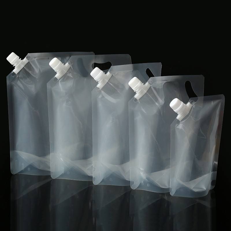 Transparent Clear PE Stand-Up Liquid Juice Pack Biodegradable Nozzle Spout Pouch for Beverages Mineral Water Beer Ready Ship