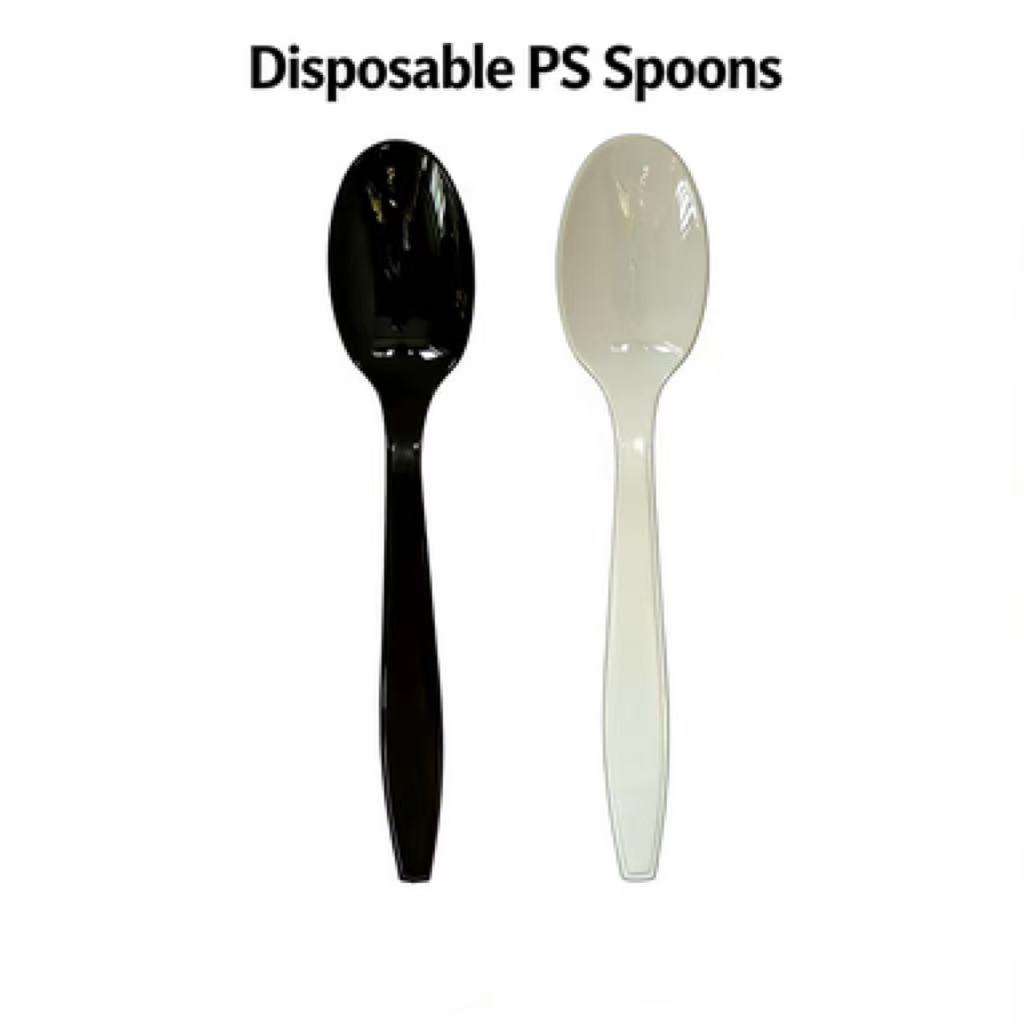 Disposable PS Thickened Soup Spoons - Food Grade Plastic Tableware for Supermarket Catering
