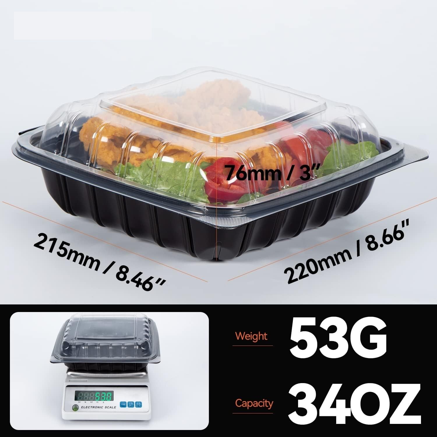 Reusable Stackable Disposable Pp Plastic Leakproof Stackable Pp Plastic Lunch Boxes For Fast Food Fried Chicken