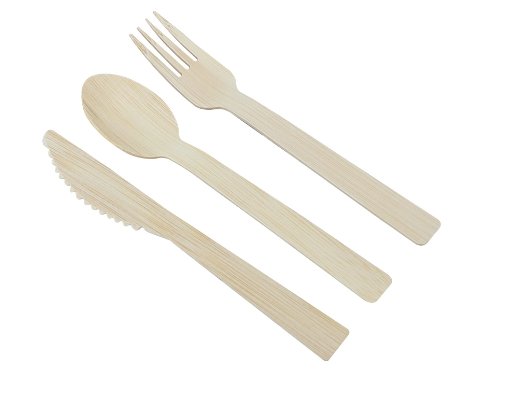 Eco-Friendly Compostable Bamboo Disposable Cutlery Set Korean Style Food Tableware Bamboo Forks for Travel Weddings Restaurants