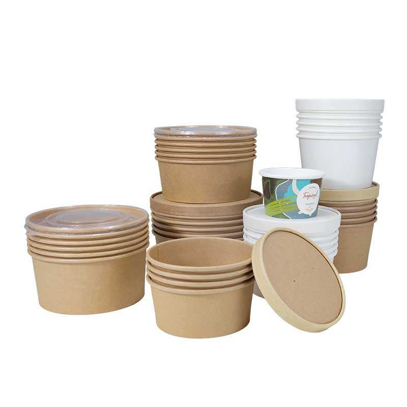Custom Eco-friendly Disposable Paper Bowls with Lid for Noodles Salad or Other Hot Food