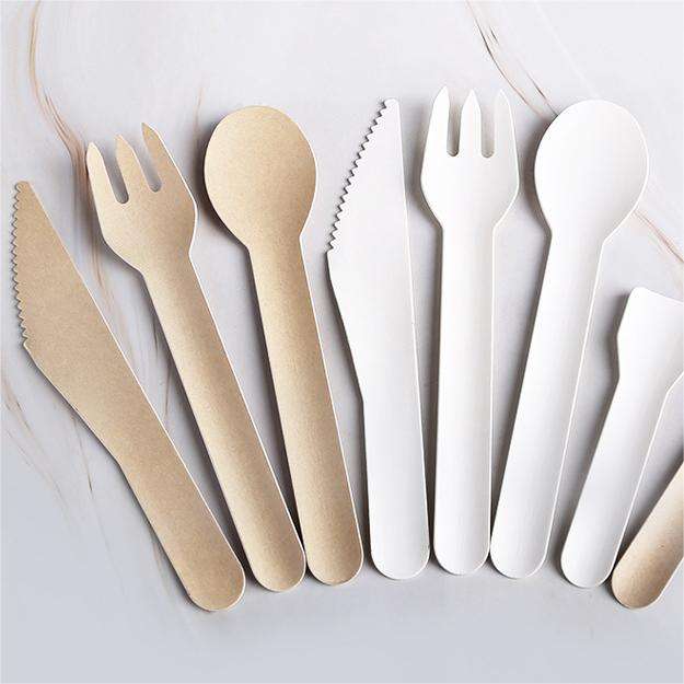 Biodegradable Compostable Sugarcane Bagasse Paper Cutlery Fiber Pulp Fork Knife Spoon Cutlery