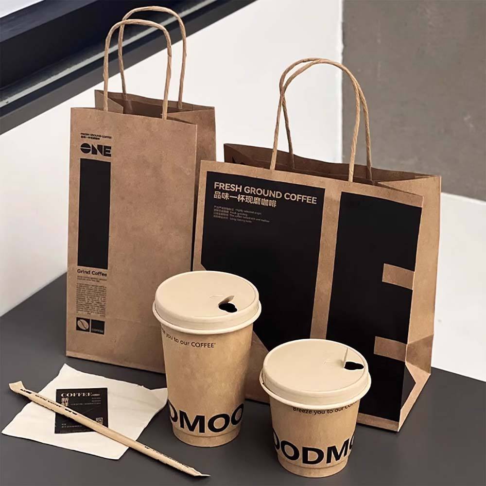 Manufacturer's Disposable Paper Coffee Cup Double Wall Cups for Milk Tea Soda Ice Cream Go Cafe Shop