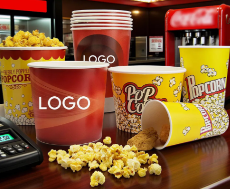 46oz Disposable Single Wall Popcorn Bucket Food Grade Biodegradable Cinema Popcorn Paper Cup