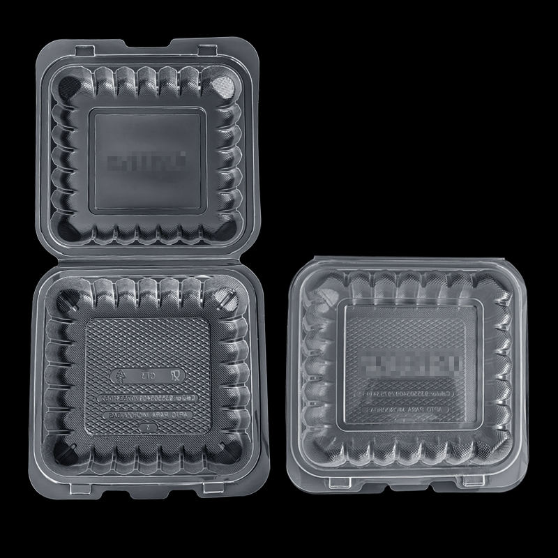 Clamshell Transparente Pp Rectangle Food Container CT5 CT3 8*8 9*6in Plastic Take Out Container Box With Hinged Lid