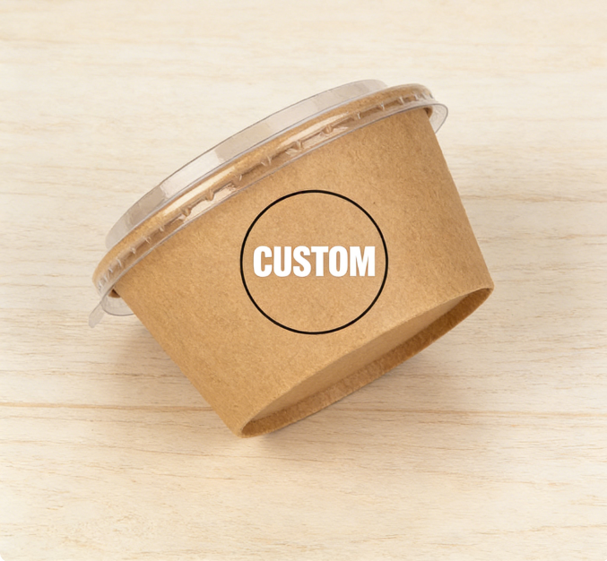 Custom Eco-Friendly Kraft Paper Bowls 16/24/32oz-Biodegradable Disposable Bowls for Soup Salad Sandwich Sushi & Takeaway