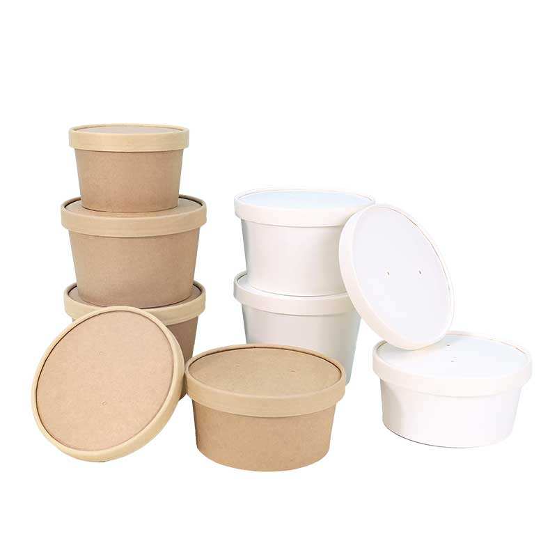 Custom Eco-friendly Disposable Paper Bowls with Lid for Noodles Salad or Other Hot Food