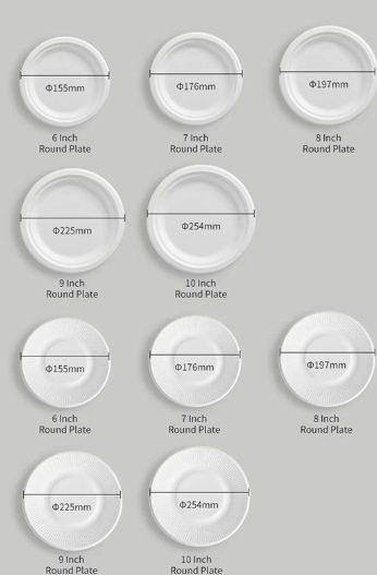 10 Inch Biodegradable Recyclable Dinner Paper Plates Disposable Square Wood Round Cake Plate