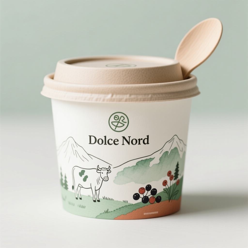 High Quality Food-Grade Paper Ice Cream Cups Pastoral for Farm-Style Cafés Artisanal Dessert Shops and Local Market Stalls
