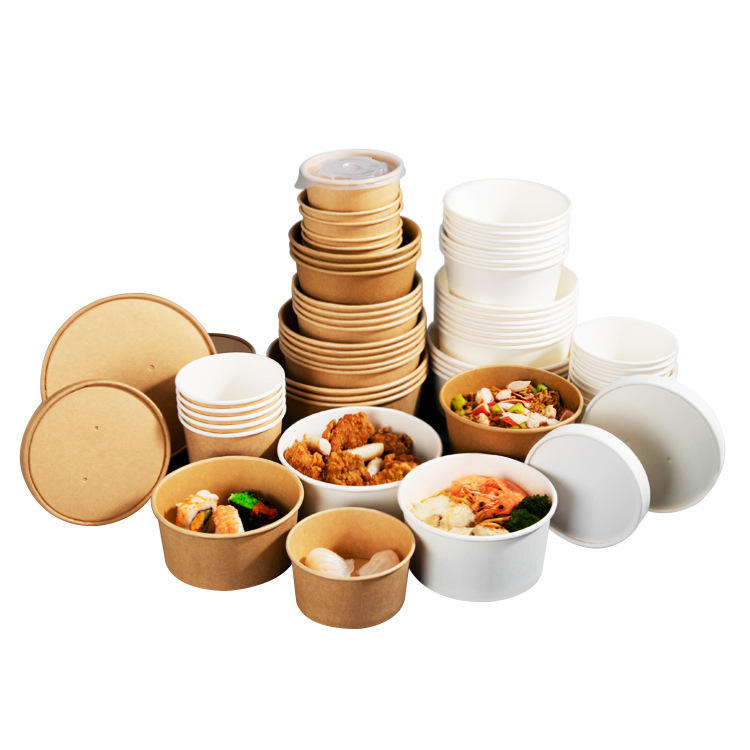 Kraft Paper Bowl Eco Friendly Unbleached Natural Kraft Soup Salad Serving Kraft Paper Salad Bowl