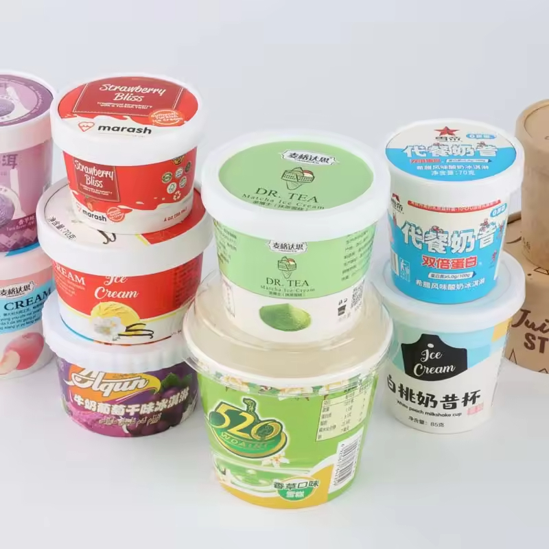 Ice Cream Bowl, Ice Cream Cup With Paper Lid