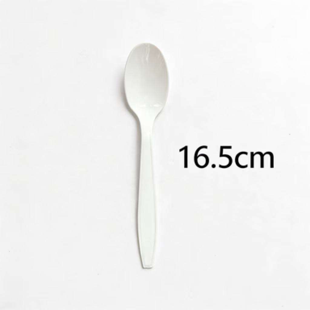 Disposable PS Thickened Soup Spoons - Food Grade Plastic Tableware for Supermarket Catering