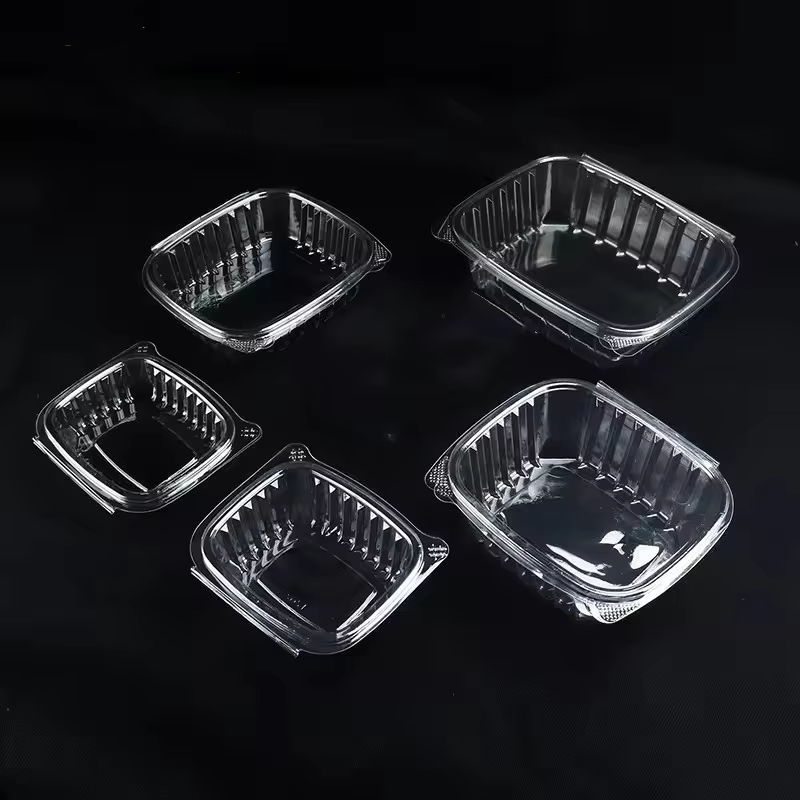 Clear Box Punnet Tamper Proof Packaging Salad Cake Cookies Clamshell Disposable Plastic Tamper Evident Food Container Fruit