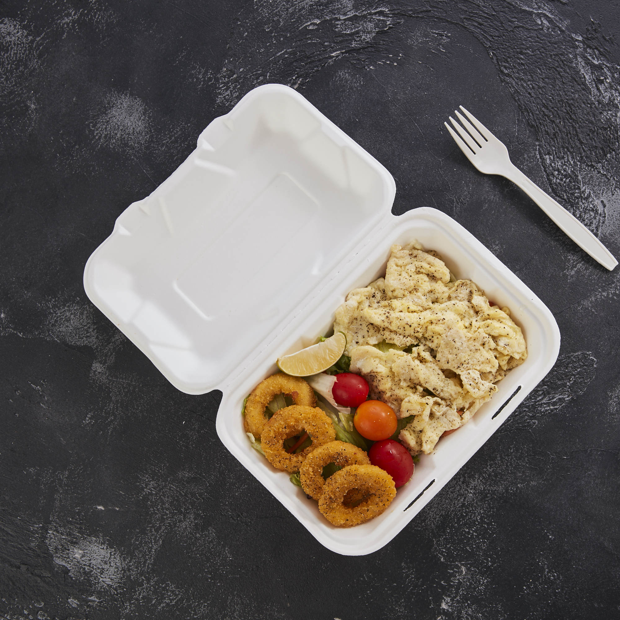 Biodegradable Disposable Take Away Sugarcane Bagasse Food Container Pulp Molding Clamshell Box Lid Water Oil Chewing Gum Sushi
