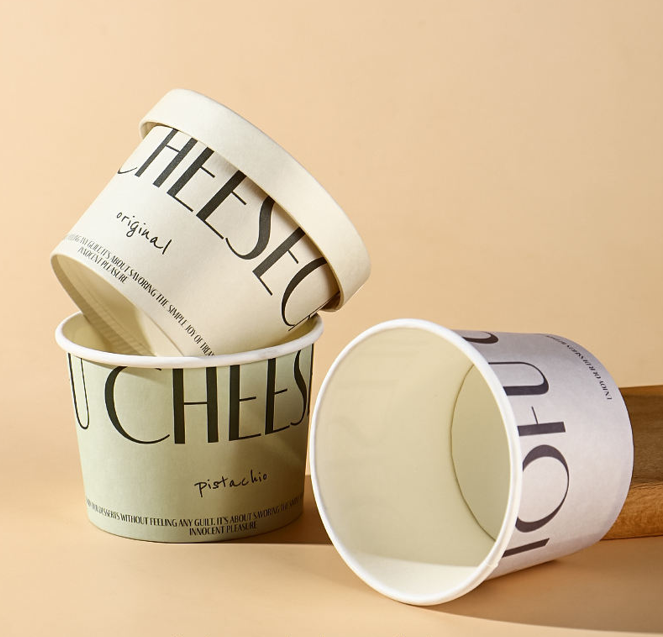 Eco Friendly Food Grade Coated Paper Single Wall Ice Cream Cup Tamper Evidence Lid Custom Logo Premium Printing Quality 4oz 5oz