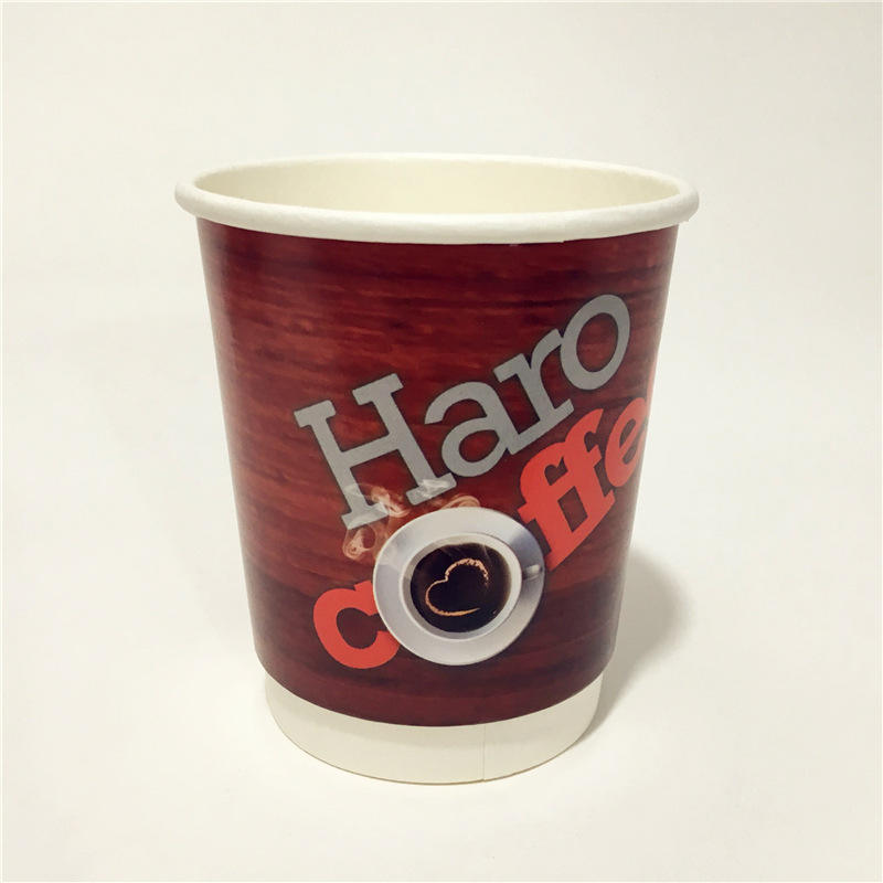 Custom Coffee Paper Cups 8oz 12oz 16oz Disposable Double Wall Custom logo All Black Hot Coffee Paper Cup with Lid