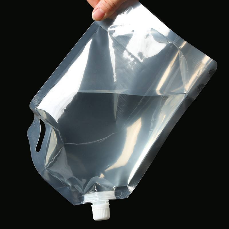 Transparent Clear PE Stand-Up Liquid Juice Pack Biodegradable Nozzle Spout Pouch for Beverages Mineral Water Beer Ready Ship