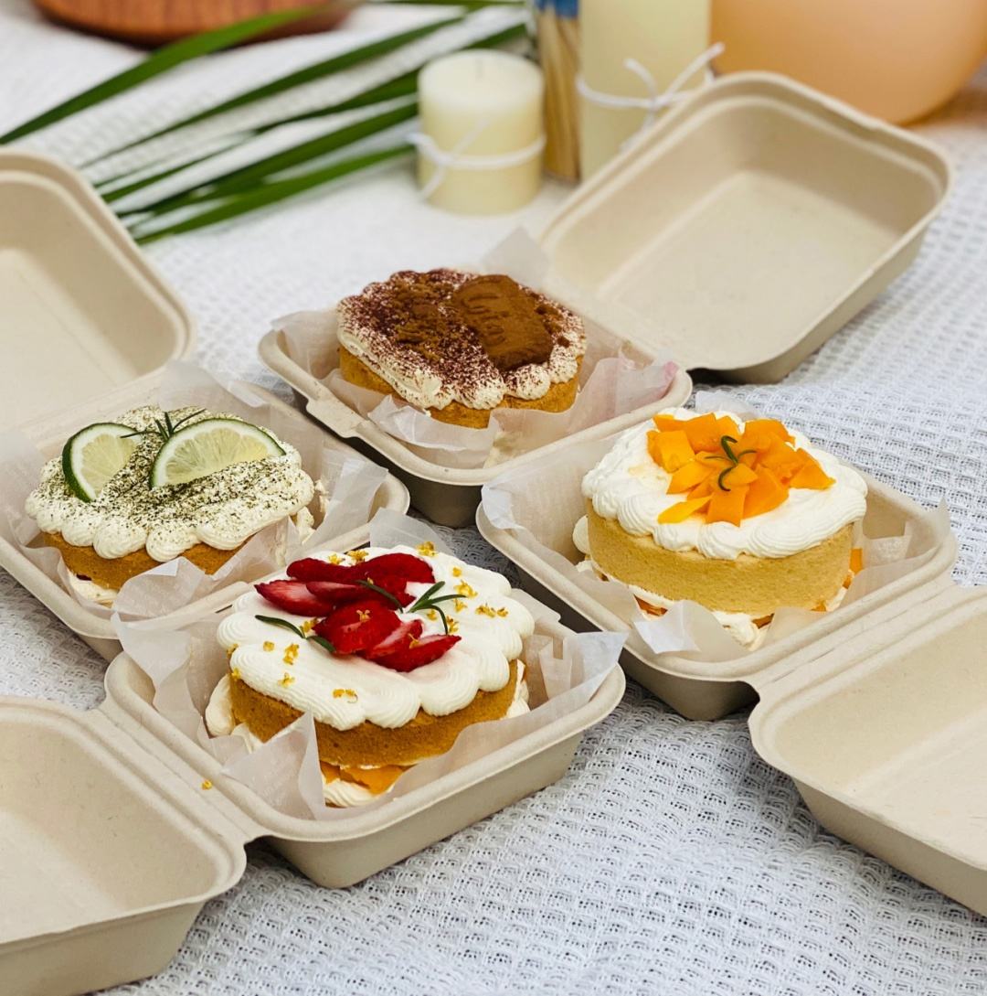 Compostable Natural Bagasse Biodegradable Disposable 6 Inch Clamshell Luxury Take Food Containers Unbreakable